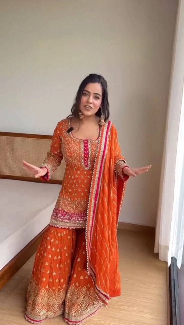 Faux Georgette Palazzo Set with dupatta