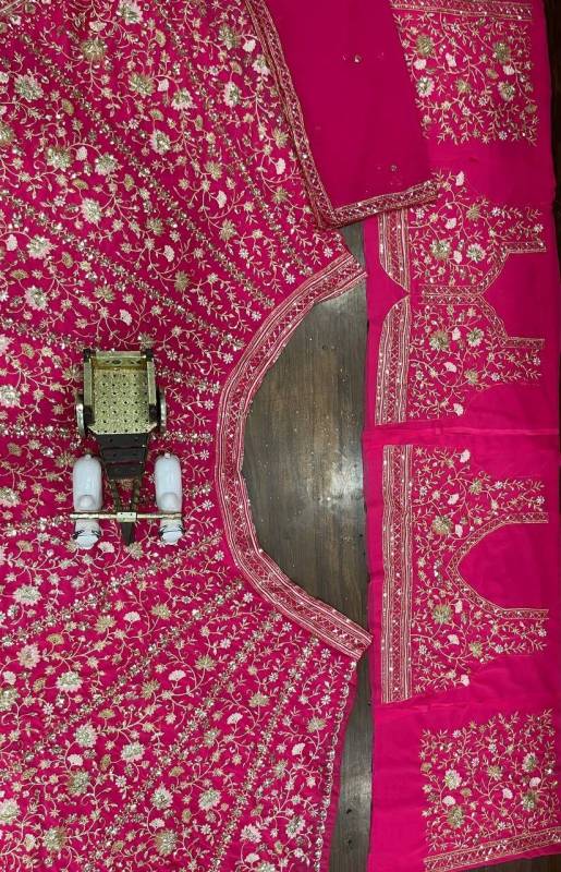 Faux Georgette Sequins Embroidered Work Bridal Lehenga