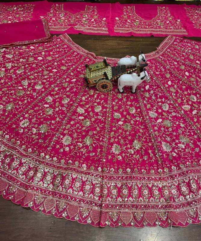 Faux Georgette Sequins Embroidered Work Bridal Lehenga