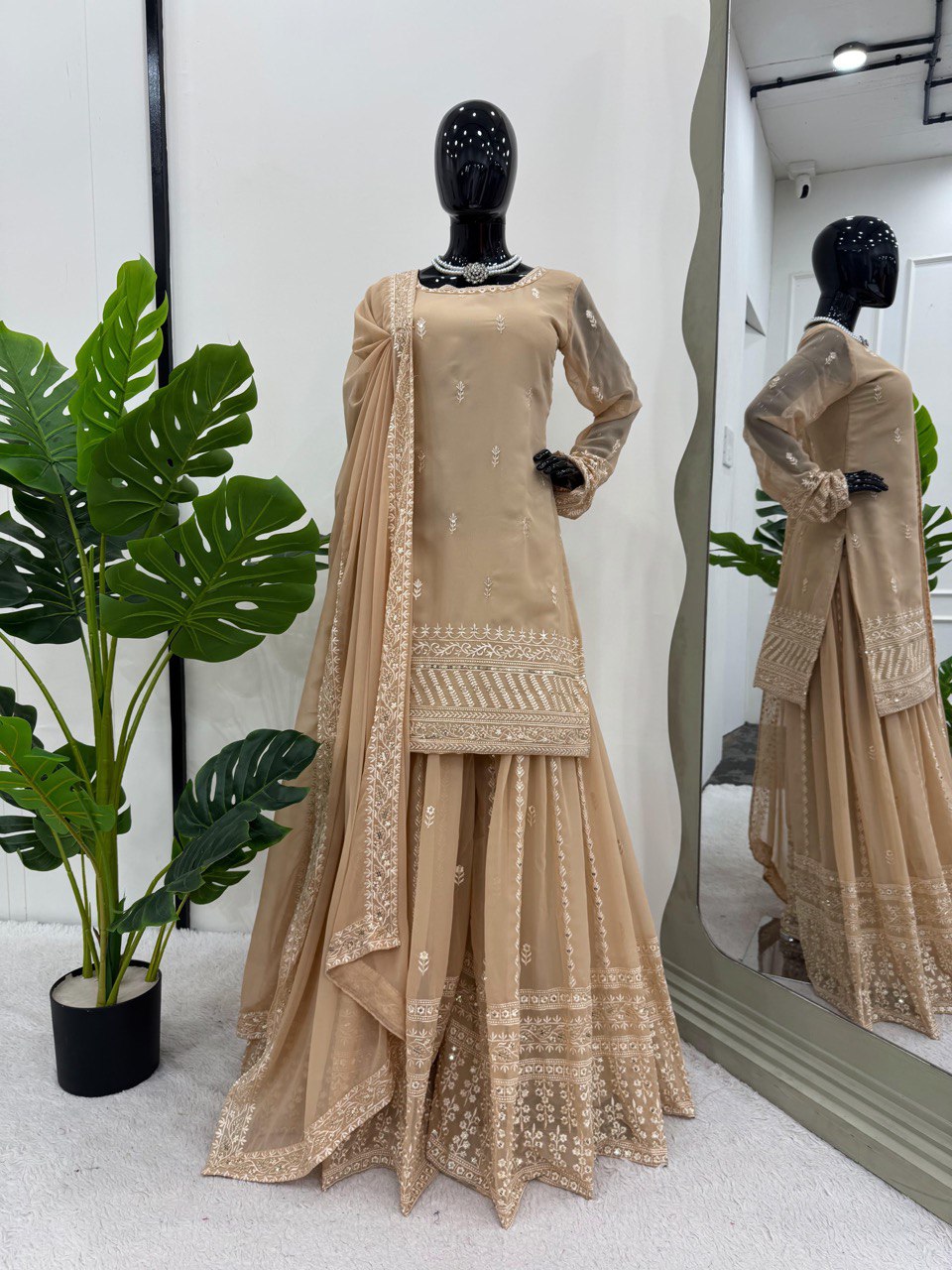 Faux Georgette Palazzo Set top, and dupatta