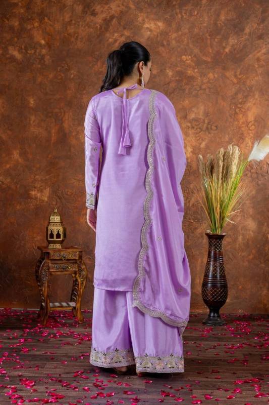 Designer Chinon Silk Top Sharara Dupatta Set