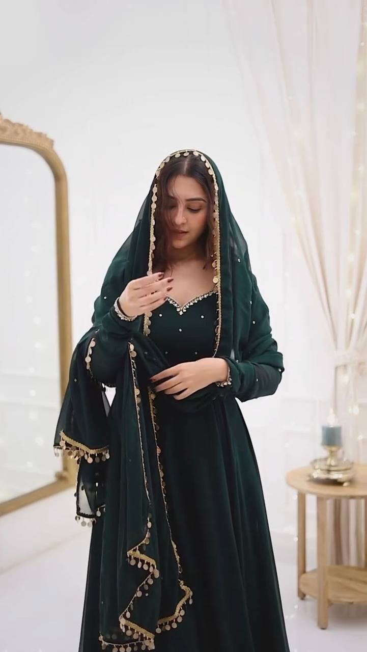 Faux georgette top Paired with fully stitched micro cotton pant and dupatta