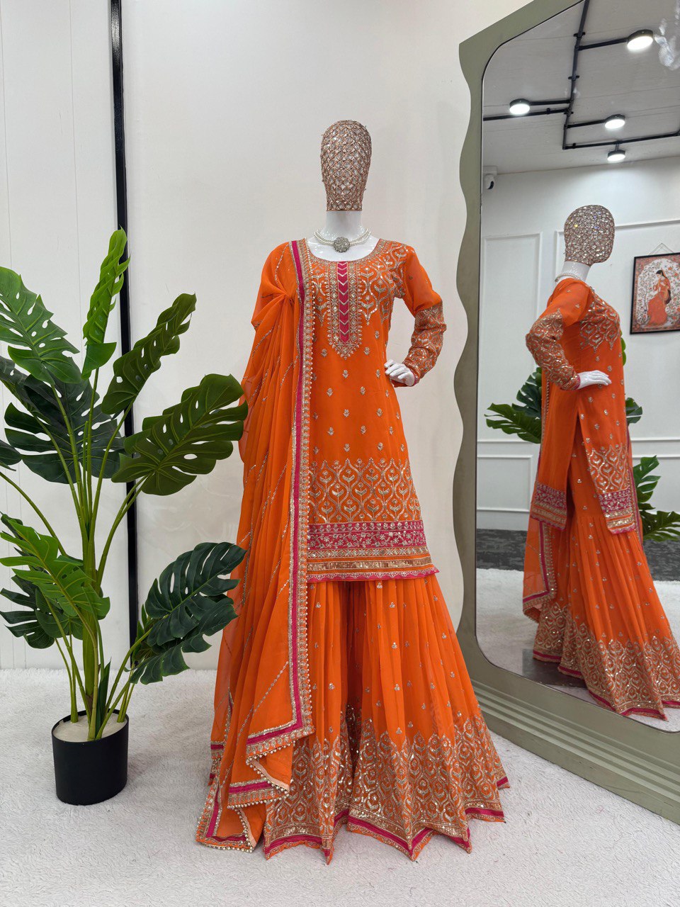 Faux Georgette Palazzo Set with dupatta