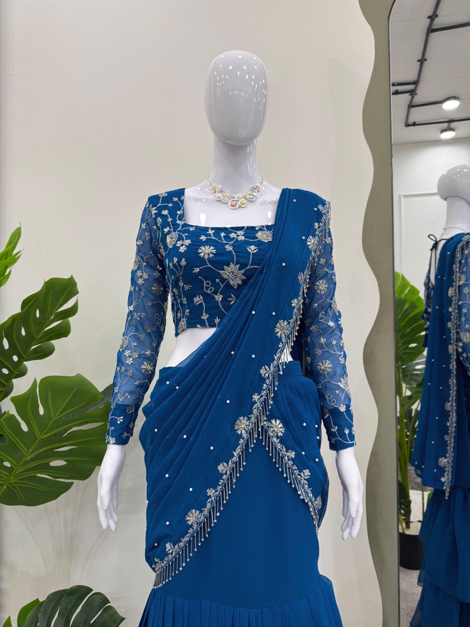 Ready-to-wear  faux georgette Lehenga Saree 