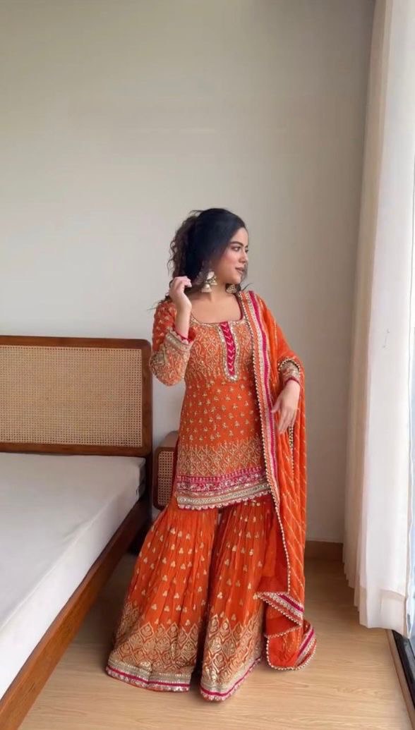 Faux Georgette Palazzo Set with dupatta