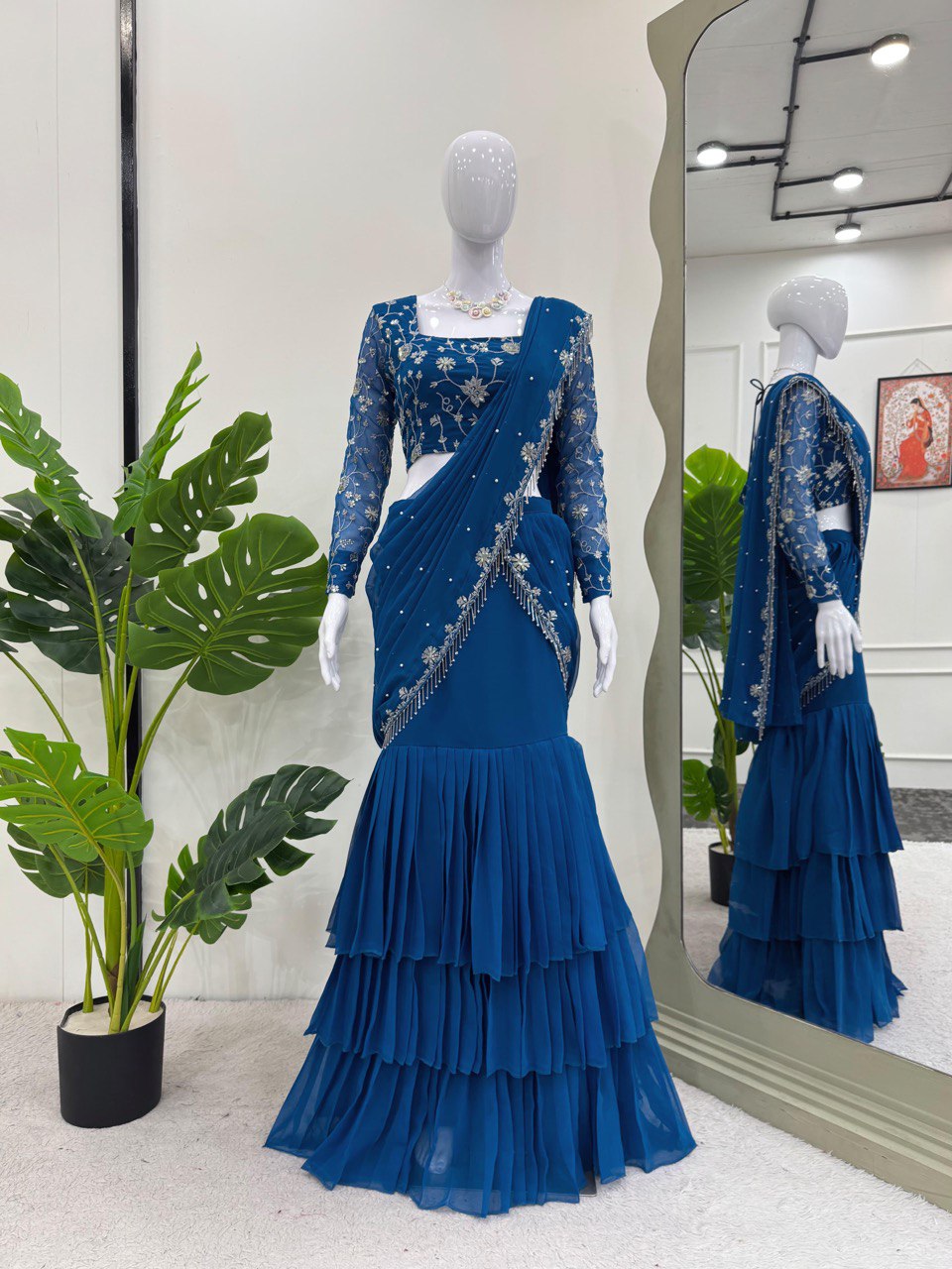 Ready-to-wear  faux georgette Lehenga Saree 