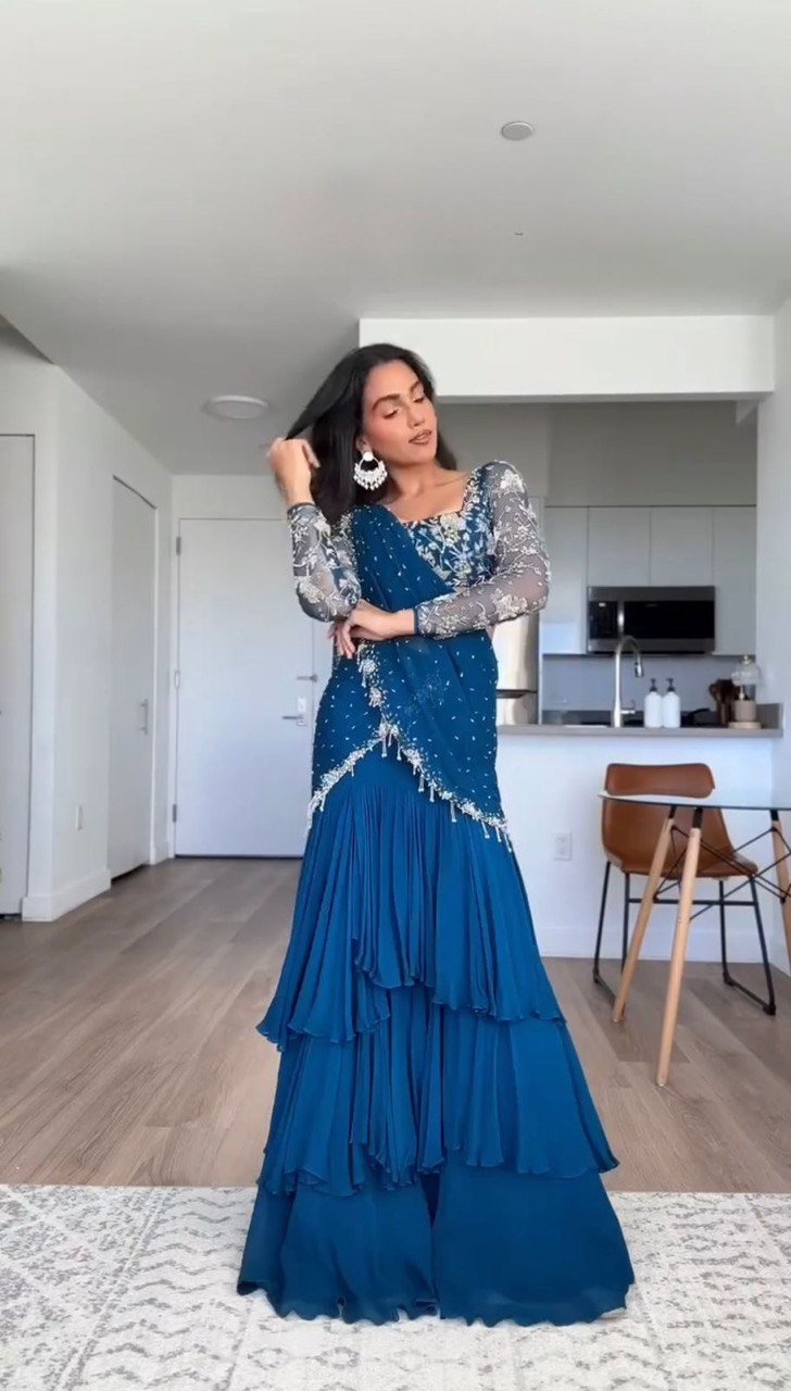 Ready-to-wear  faux georgette Lehenga Saree 