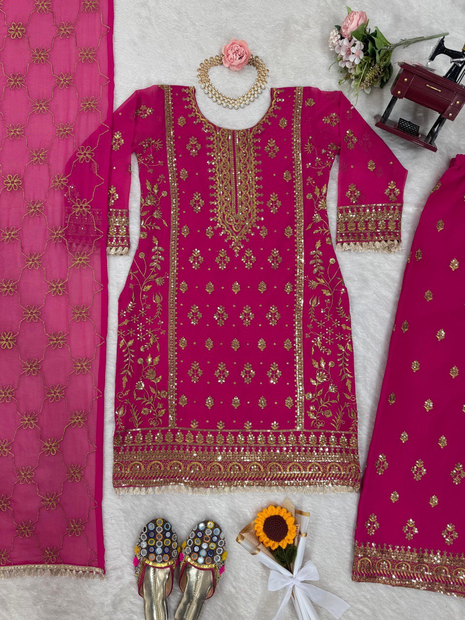 Sharara Palazzo Top Dupatta Set