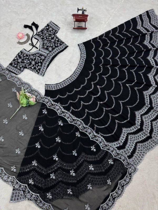  Faux Georgette Lehenga features exquisite sequin embroidery
