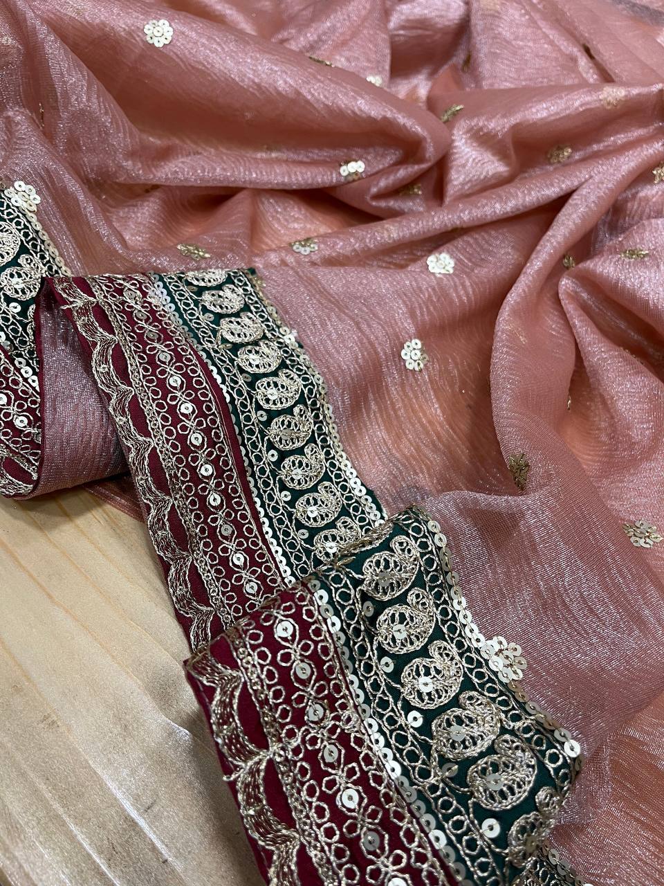 Heavy Twilve Banarasi Crush Saree, meticulously crafted with intricate Jari weave and embroidery