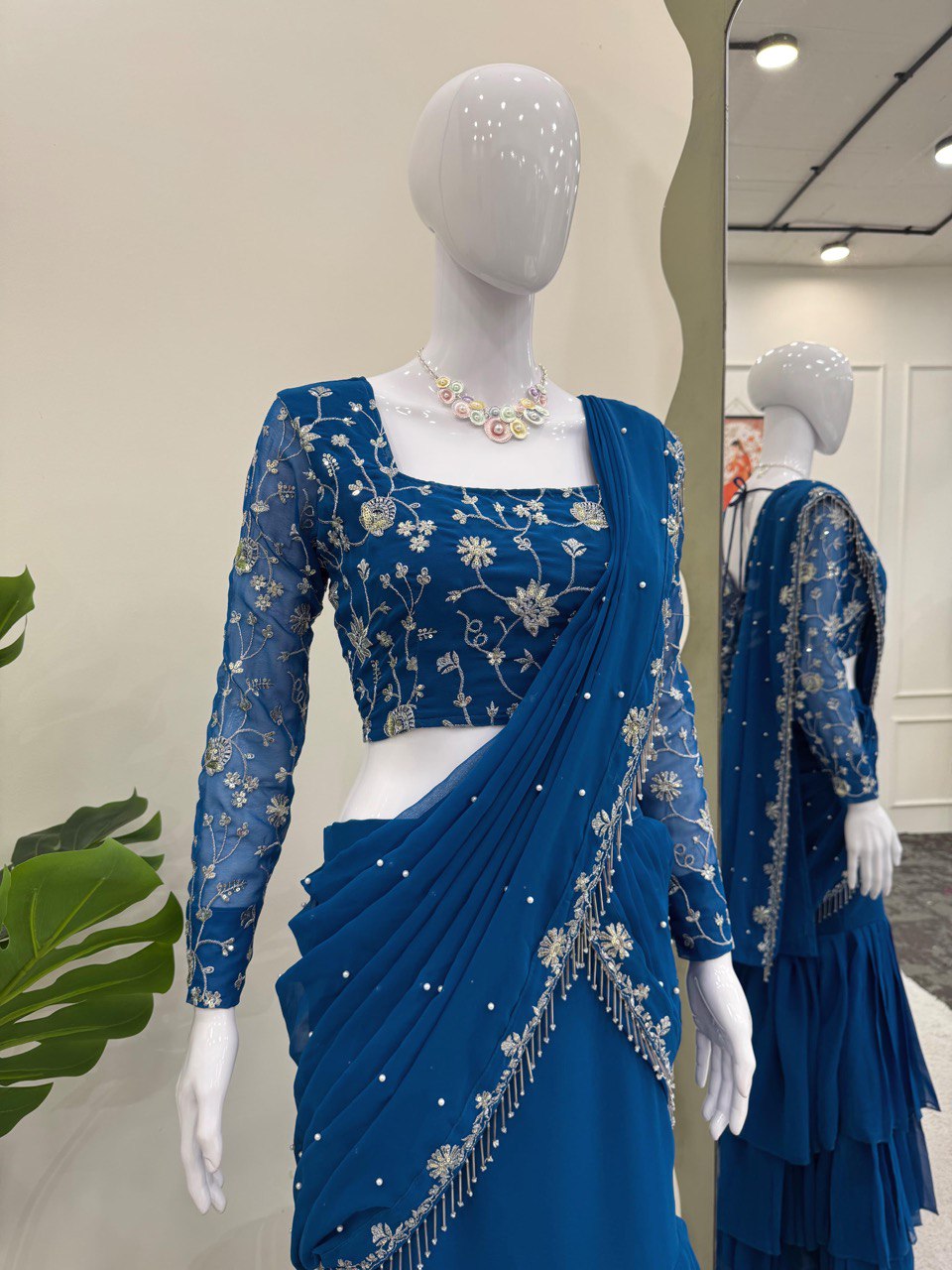 Ready-to-wear  faux georgette Lehenga Saree 