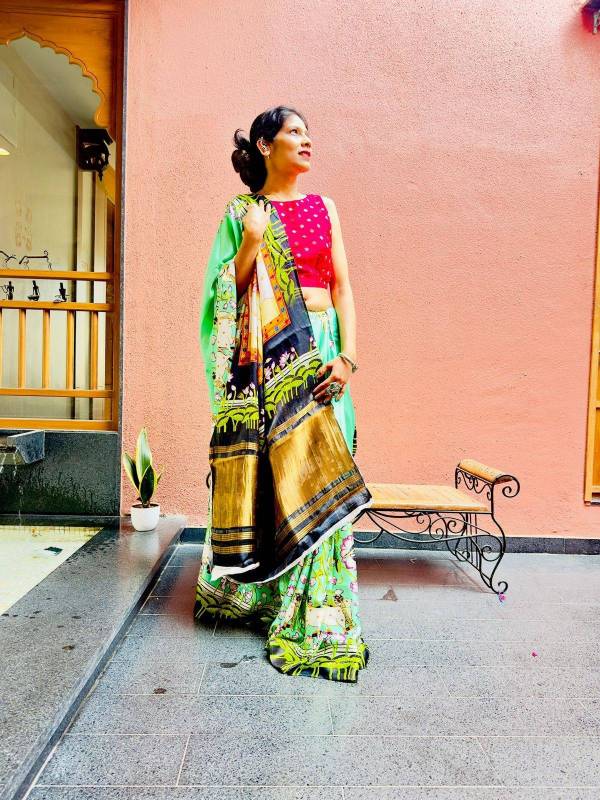 Pure gaji silk fabric classic lagadi patta saree with Pure Jari weaving work