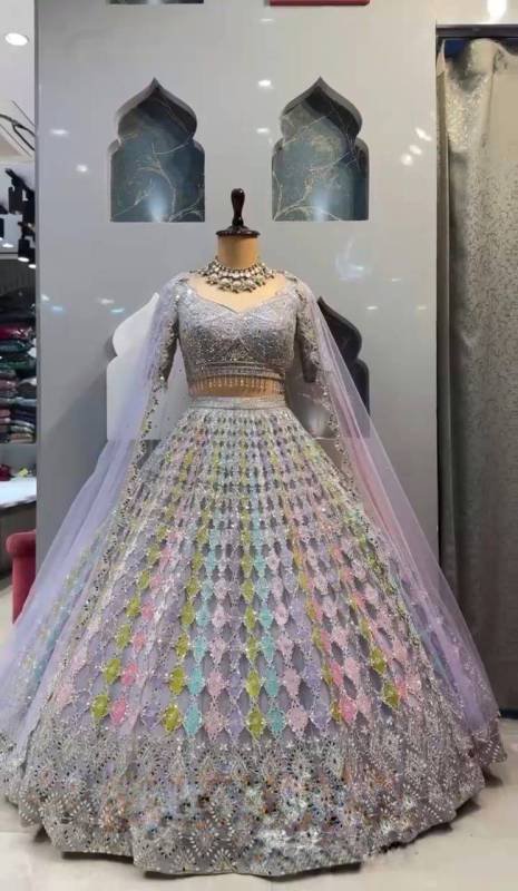 Real Mirror Embroidery Sequins Work Lehenga Choli Set