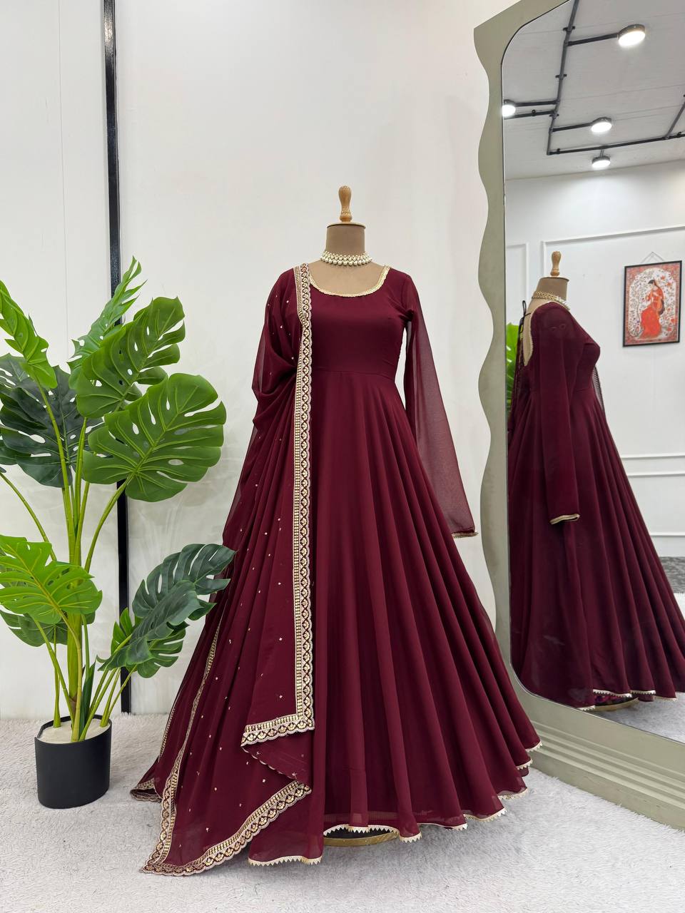  faux georgette top pent and dupatta set