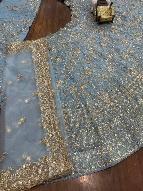 Faux Georgette Sequins Embroidered Work Lehenga Choli Set
