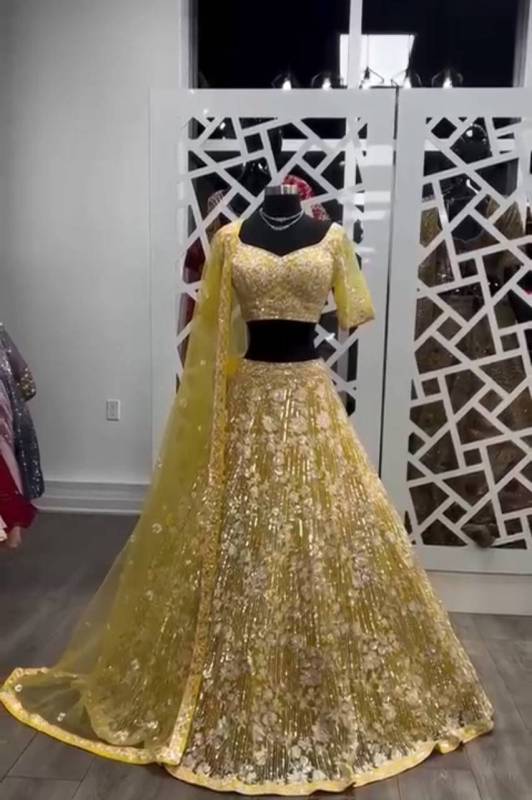 Soft Butterfly Net Sequins Embroidered Work Lehenga Choli set