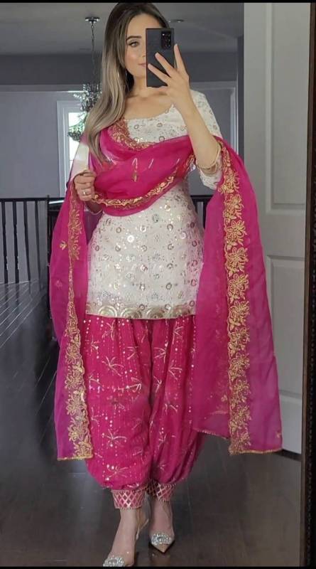 Party Wear Look Top ,Patiyala Salwar and Dupatta