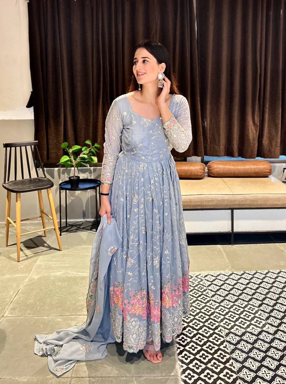 Designer Anarkali Suit in Fancy Style