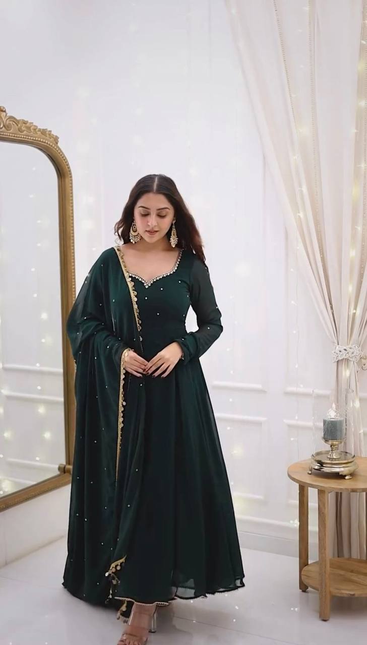 Faux georgette top Paired with fully stitched micro cotton pant and dupatta