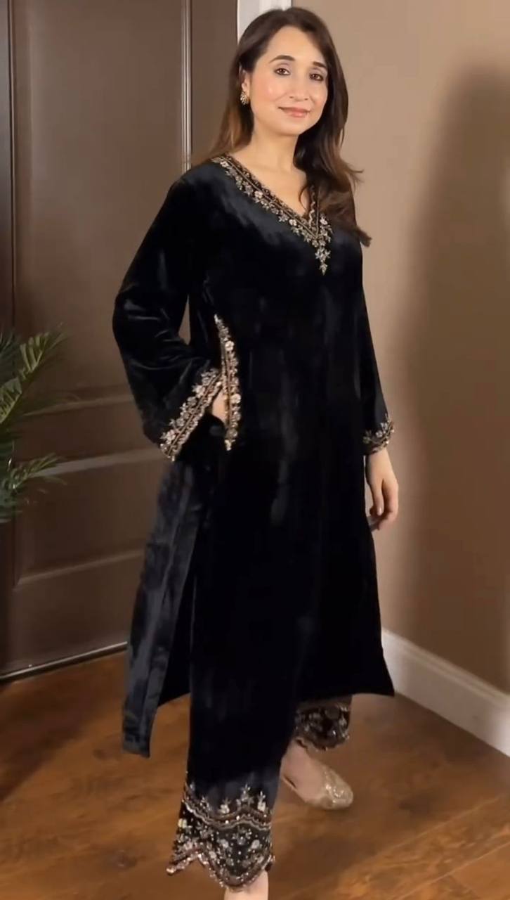 Luxurious viscose velvet Top With Pent