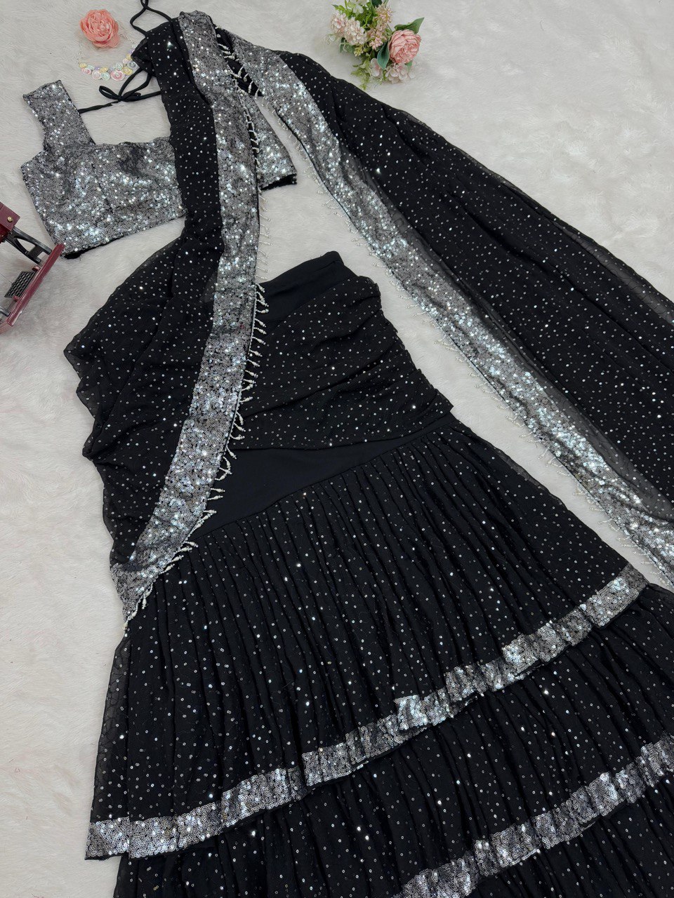 Faux Georgette Lehenga Saree
