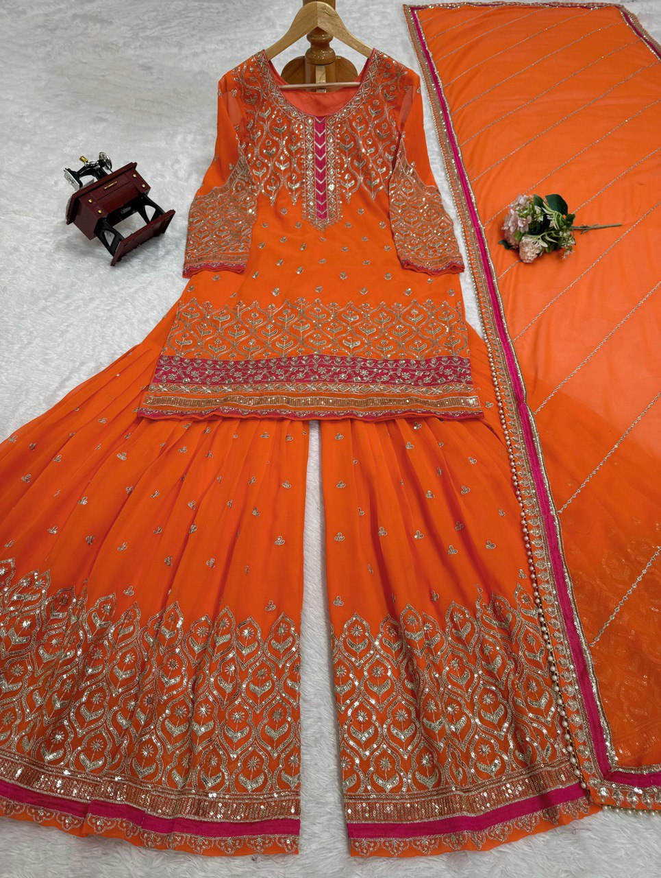 Faux Georgette Palazzo Set with dupatta