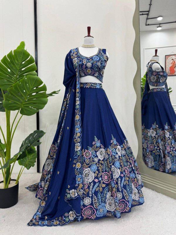 Heavy Chinon Silk sequence Work Embroidery Lehenga Choli Set