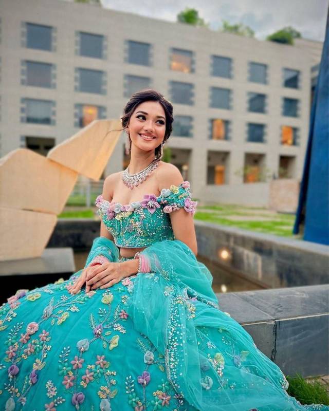 Faux Georgette Lehenga with Sequins Embroidery