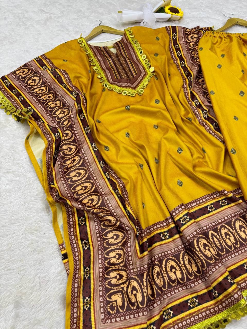 Luxurious Viscous Velvet Kaftan plazzo Set