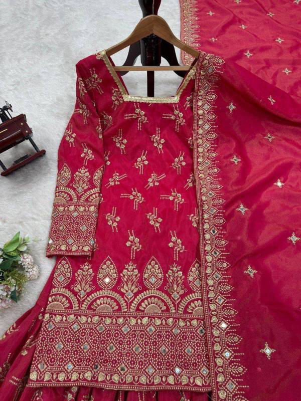 SIMMER SILK SHARRARA TOP DUPATTA SET