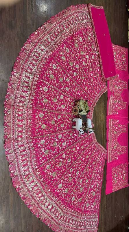 Faux Georgette Sequins Embroidered Work Bridal Lehenga