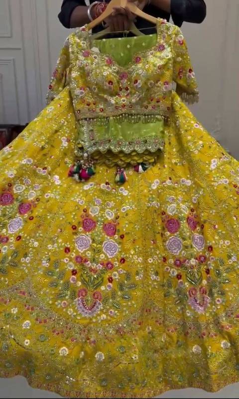 Faux Georgette Bridal Lehenga, adorned with exquisite sequin embroidery