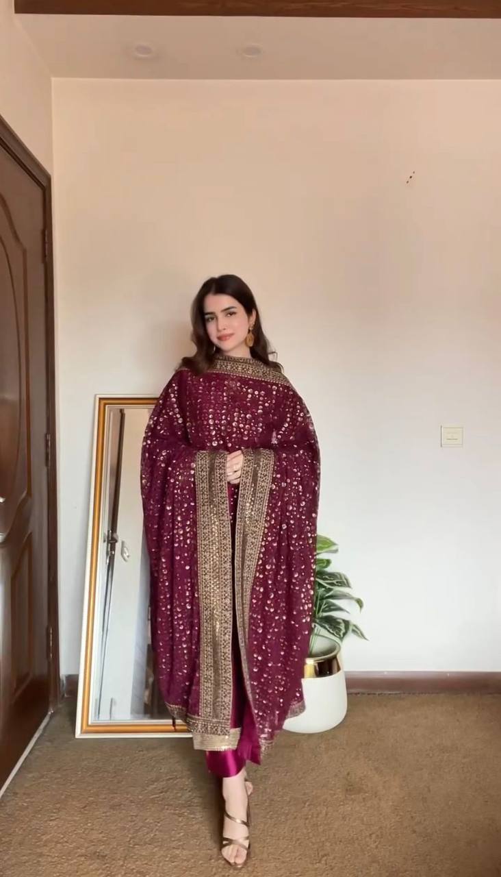 Monsoon Silk top pent and dupatta
